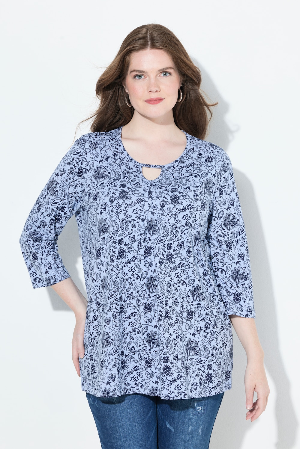 Große Größen Shirt, Damen, blau, Größe: 42/44, Baumwolle, Ulla Popken