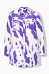 Skjortebluse, kasseform, batikprint, lange ærmer