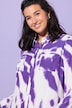 Skjortebluse, kasseform, batikprint, lange ærmer