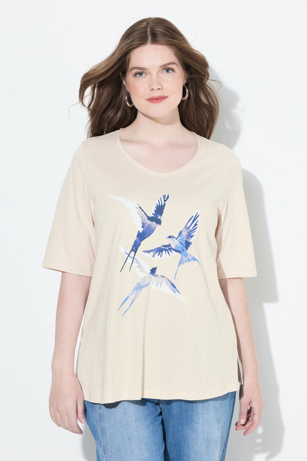 Große Größen T-Shirt, Damen, beige, Größe: 58/60, Baumwolle, Ulla Popken