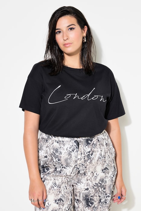 Glitter Embroidered Short Sleeve City Tee