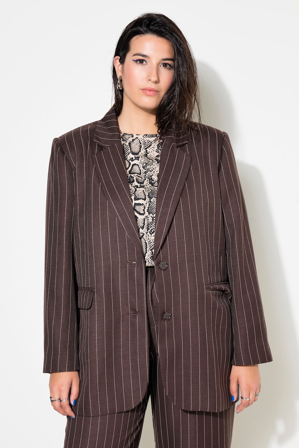 Blazer, oversized, Nadelstreifen, Schimmer