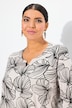 Shirt, Blüten, Tunika-Ausschnitt, 3/4-Arm