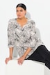 Shirt, Blüten, Tunika-Ausschnitt, 3/4-Arm