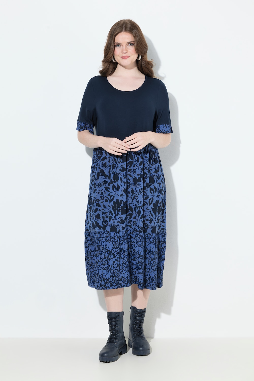 Große Größen Jerseykeid, Damen, blau, Größe: 46/48, Viskose, Ulla Popken