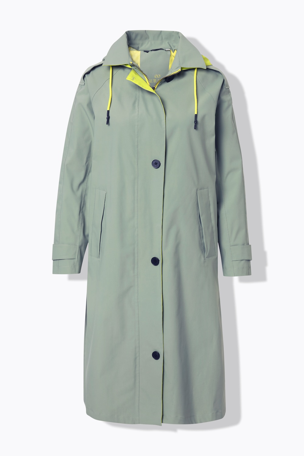 Stora storlekar Funktionskappa i trenchcoatstil, Dam, grön, storlek: 44/46, Polyester, LAURASON
