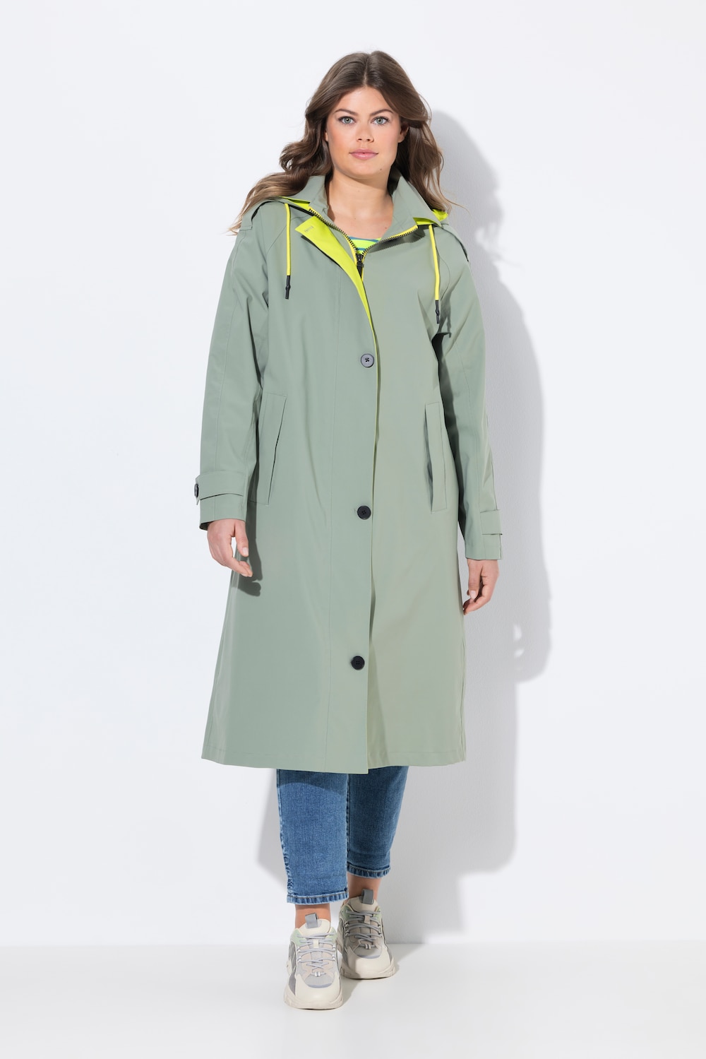 Große Größen Trench-Funktionsmantel, Damen, grün, Größe: 48/50, Polyester, LAURASON