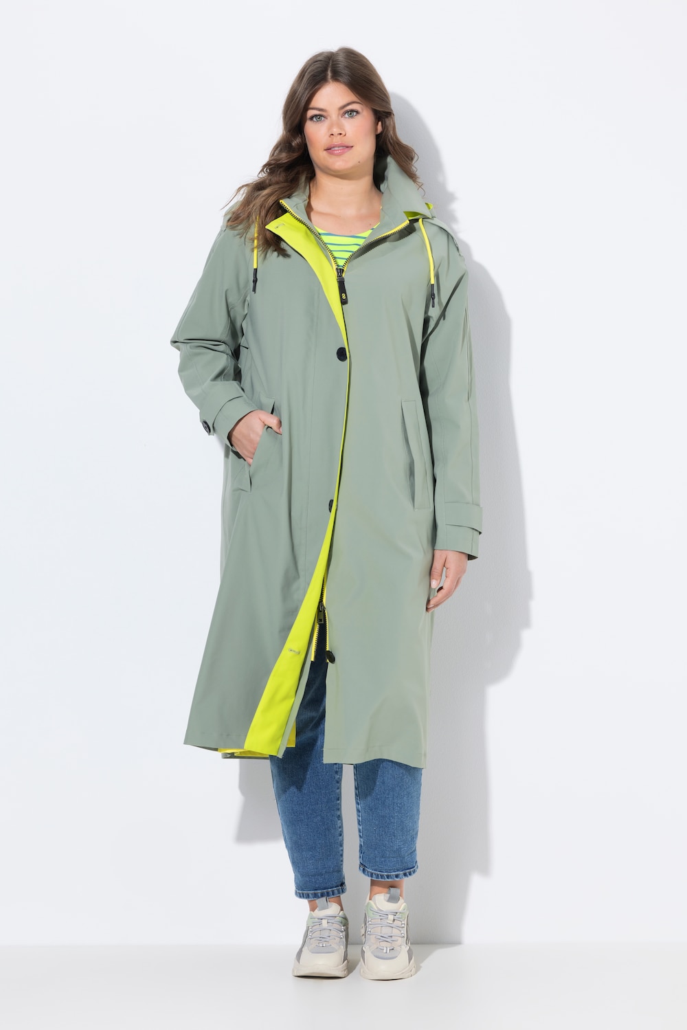 Große Größen Trench-Funktionsmantel, Damen, grün, Größe: 44/46, Polyester, LAURASON