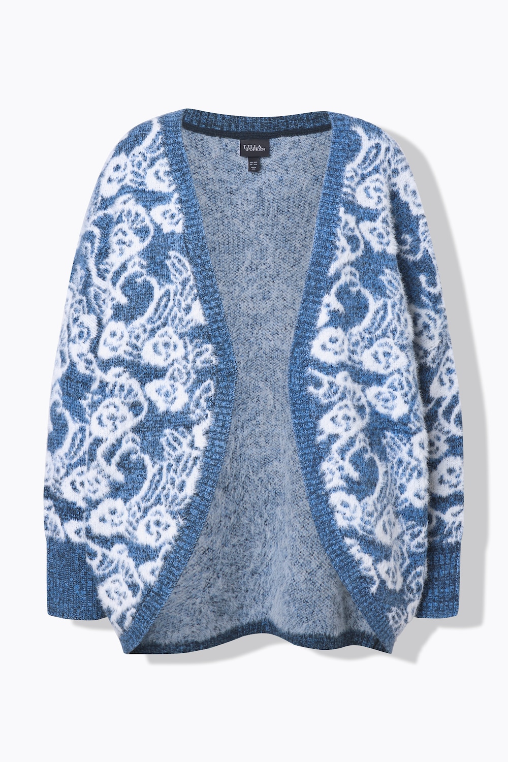 Stora storlekar Stickad kofta, Dam, blå, storlek: 62/64, Syntetfibrer/Polyester, Ulla Popken