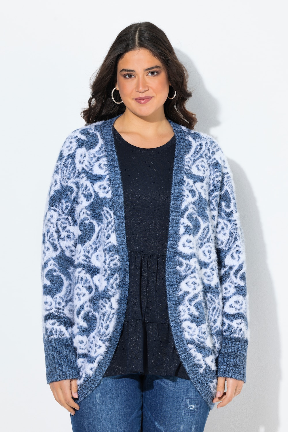 Große Größen Strickjacke, Damen, blau, Größe: 62/64, Synthetische Fasern/Polyester, Ulla Popken