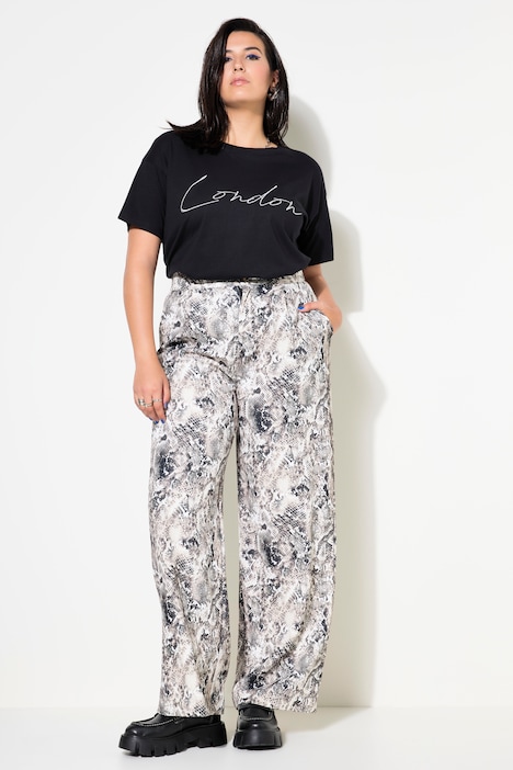 Snake Print  Wide Leg Pants