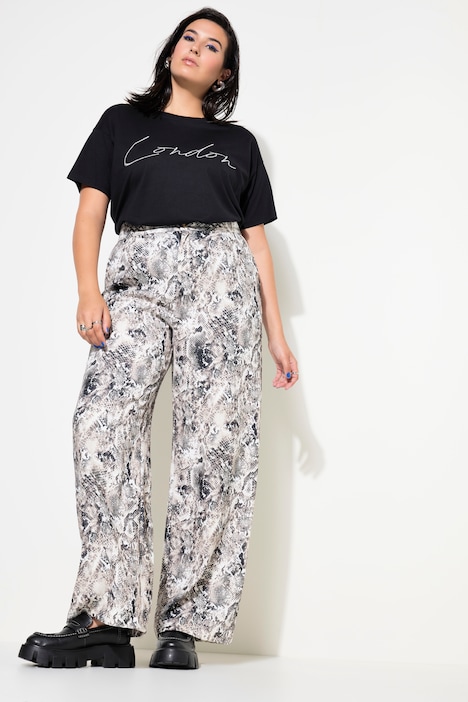 Snake Print  Wide Leg Pants