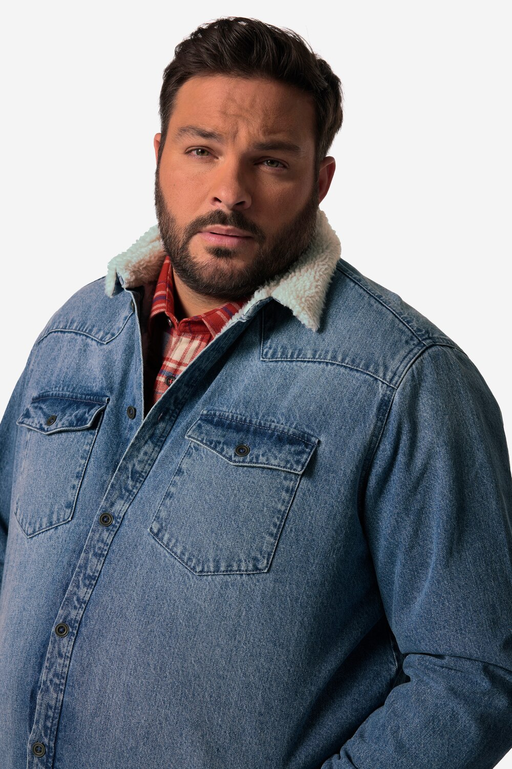 Stora storlekar Denimjacka, Her, blå, storlek: 4XL, Bomull, John F. Gee