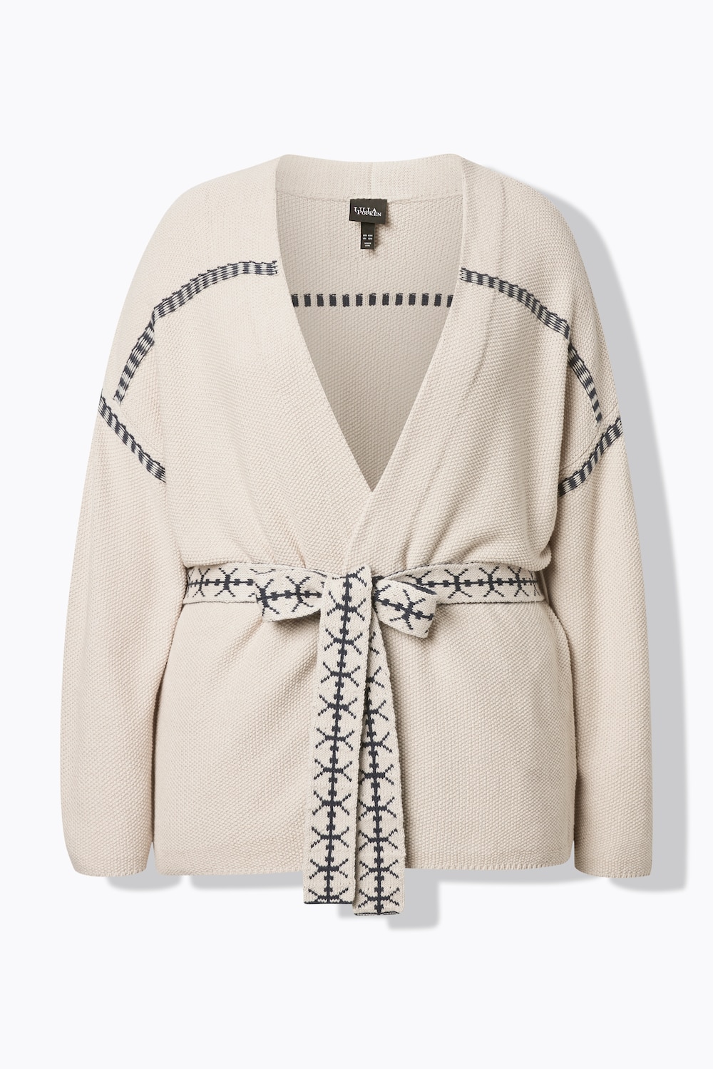 Stora storlekar Stickad kofta, Dam, beige, storlek: 54/56, Bomull/Syntetfibrer, Ulla Popken