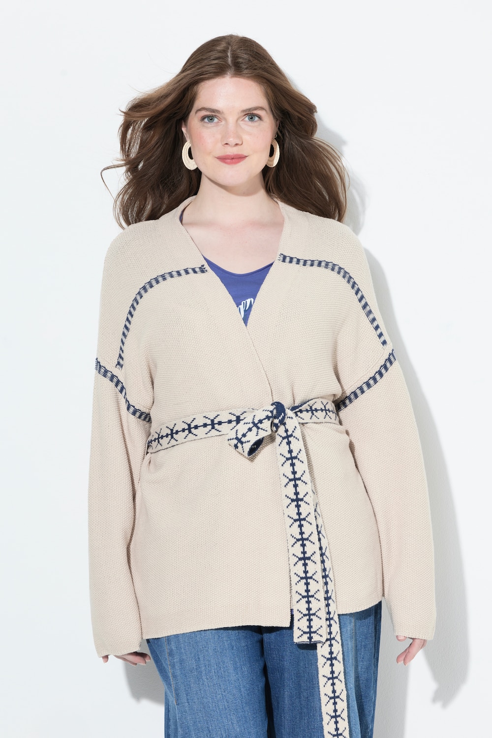 Große Größen Strickjacke, Damen, beige, Größe: 54/56, Baumwolle/Synthetische Fasern, Ulla Popken