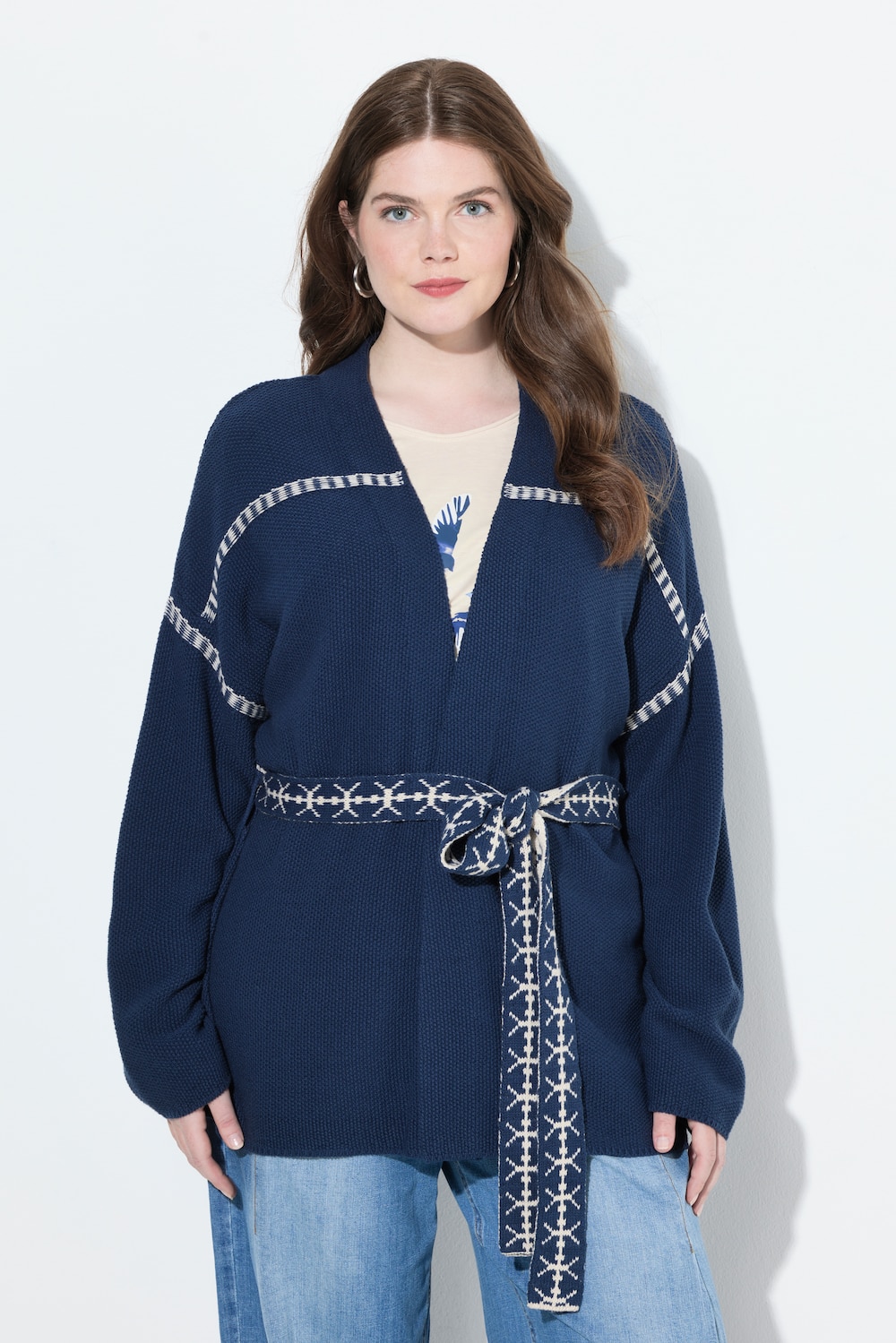 Große Größen Strickjacke, Damen, blau, Größe: 54/56, Baumwolle/Synthetische Fasern, Ulla Popken