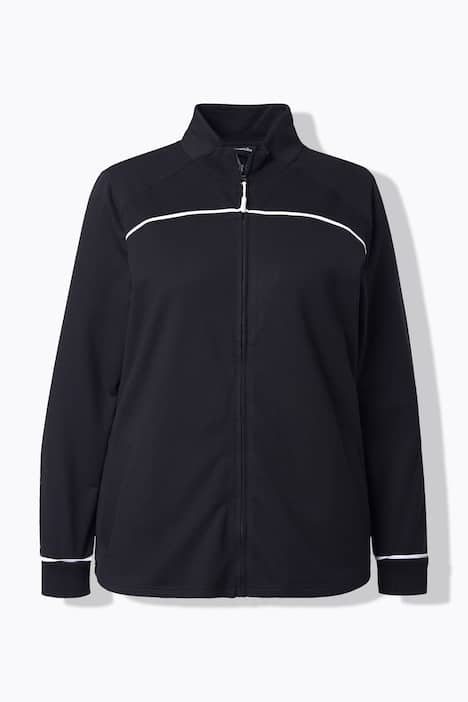 Sweatjacke, Rippeinsätze, Stehkragen, Langarm
