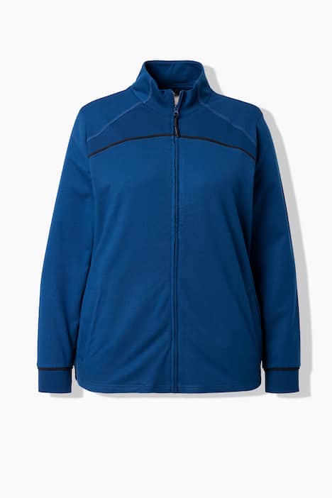 Sweatjacke, Rippeinsätze, Stehkragen, Langarm