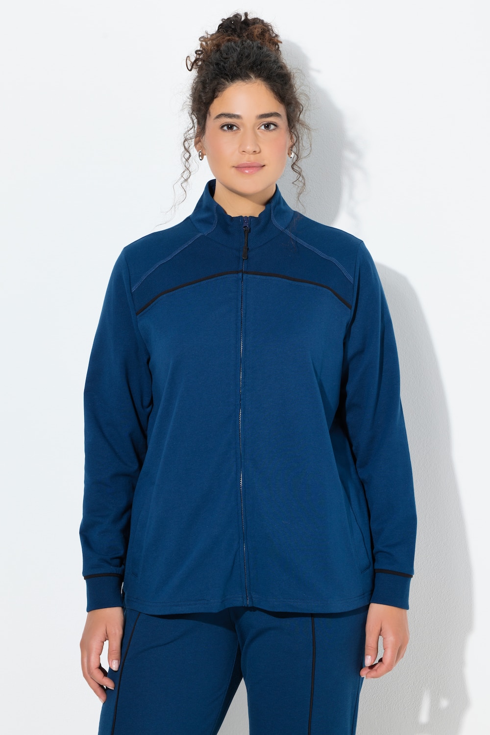Große Größen Sweatjacke, Damen, blau, Größe: 42/44, Baumwolle/Polyester, Ulla Popken