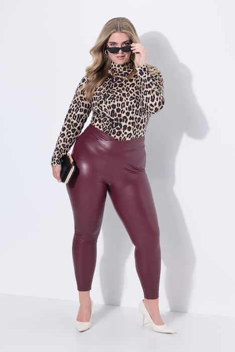 Legging, skinny fit, leerlook, elastische tailleband