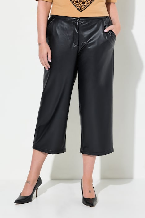 Culotte, wijde pijp, leerlook