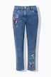 Jeans, Loose Fit, Blumen-Stickerei, 5-Pocket
