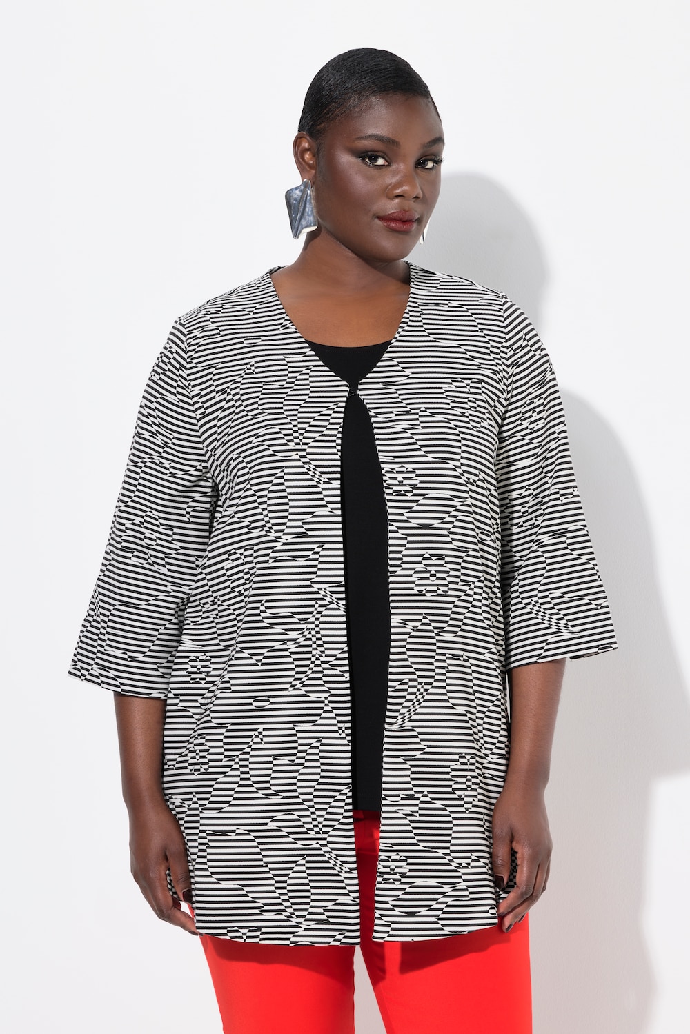 Große Größen Jacke, Damen, schwarz, Größe: 54/56, Polyester/Baumwolle, Ulla Popken