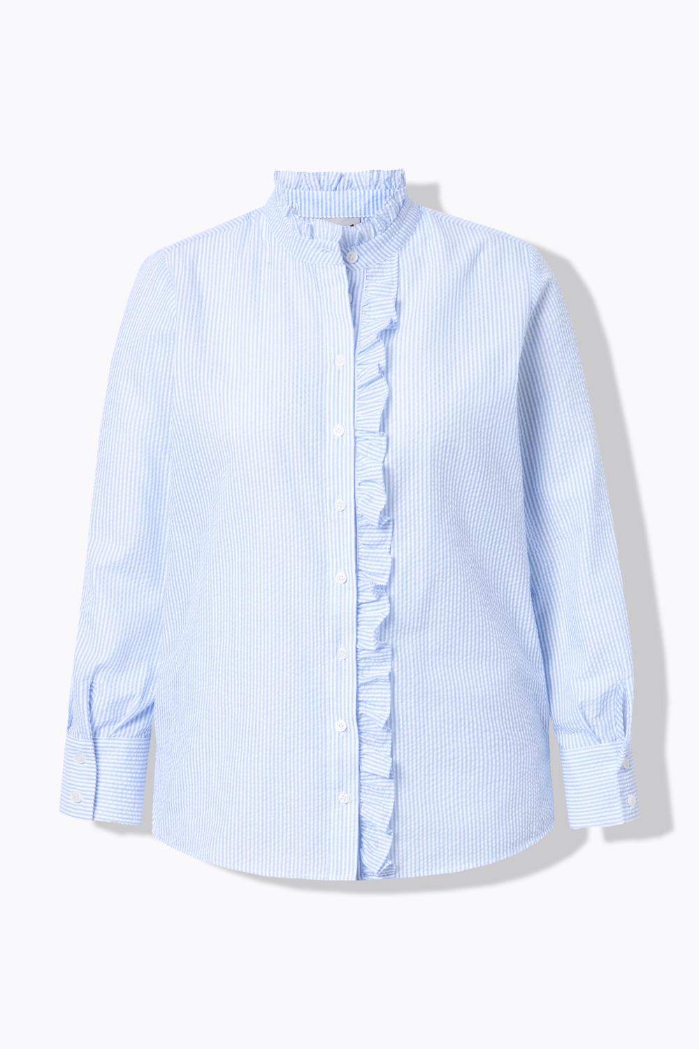 Stora storlekar Bubbelblus, Dam, blå, storlek: 46/48, Polyester/Bomull, Ulla Popken