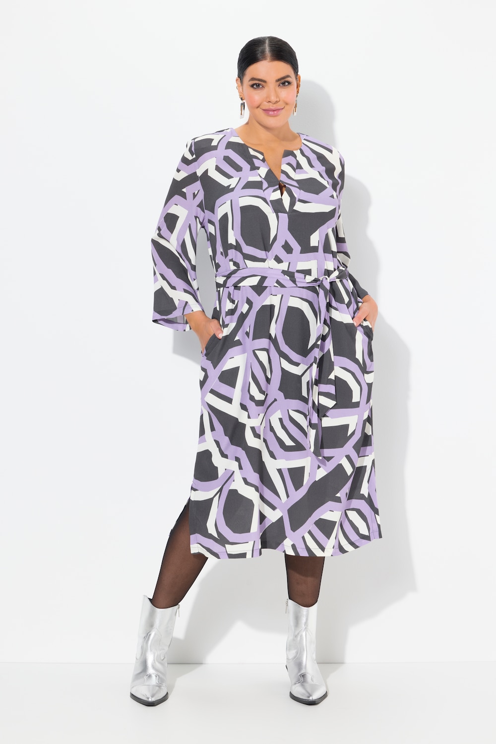 Große Größen Kleid, Damen, grau, Größe: 50/52, Viskose, Ulla Popken