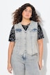 Gilet en jean stretch. Encolure V. Base en pointes