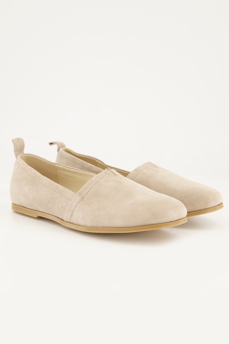 Slippers en cuir suédé, talon plat - largeur H