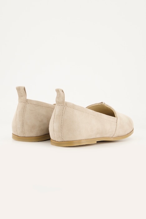 Scarpe slip-on in pelle scamosciata con tacco piatto e larghezza H