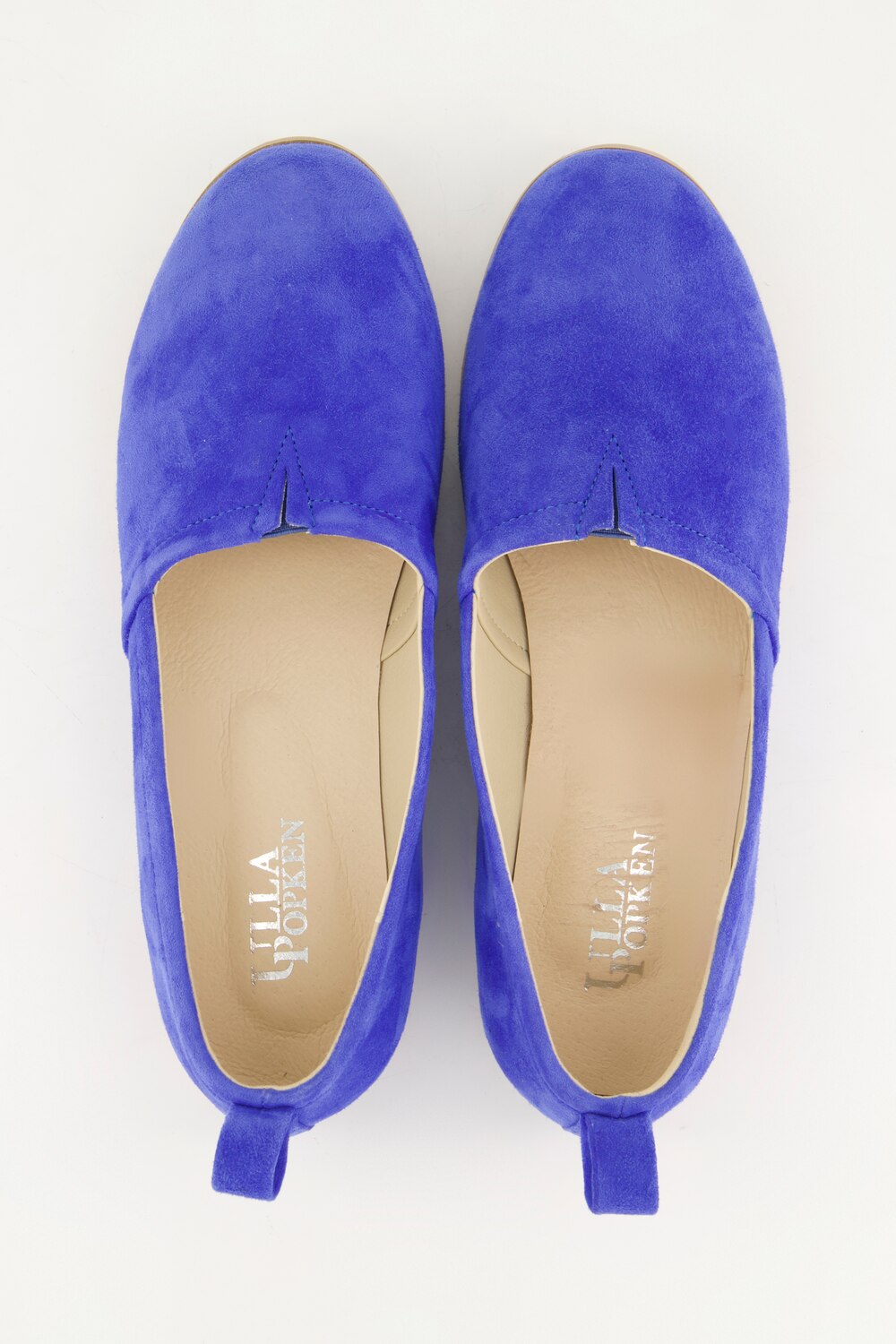 Stora storlekar Slip ons i skinn, Dam, blå, storlek: 38, Läder, Ulla Popken