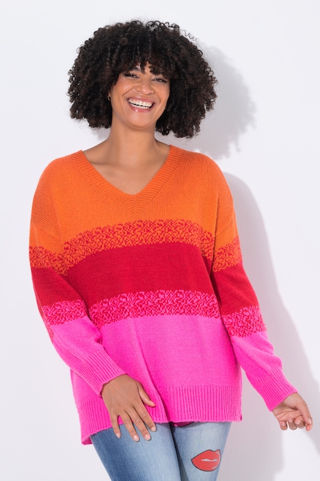 Pullover, oversized, Colorbocking, Seitenschlitze