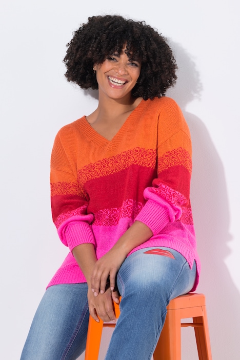 Pullover, oversized, Colorbocking, Seitenschlitze