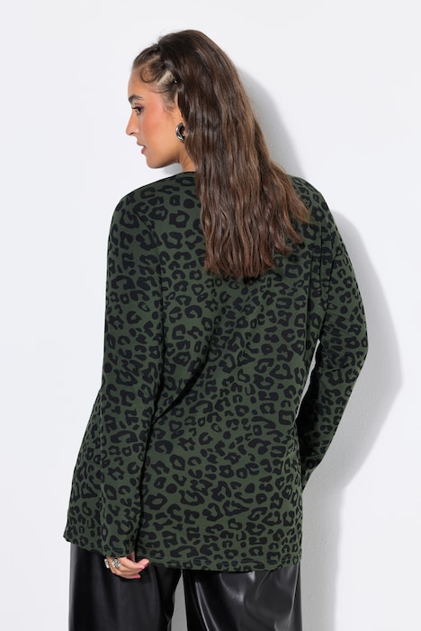 Tričko s dlouhými rukávy, leopardí potisk