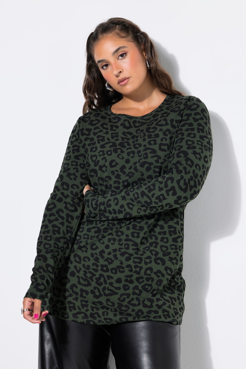 Longsleeve, Classic Shape, Leo-Print