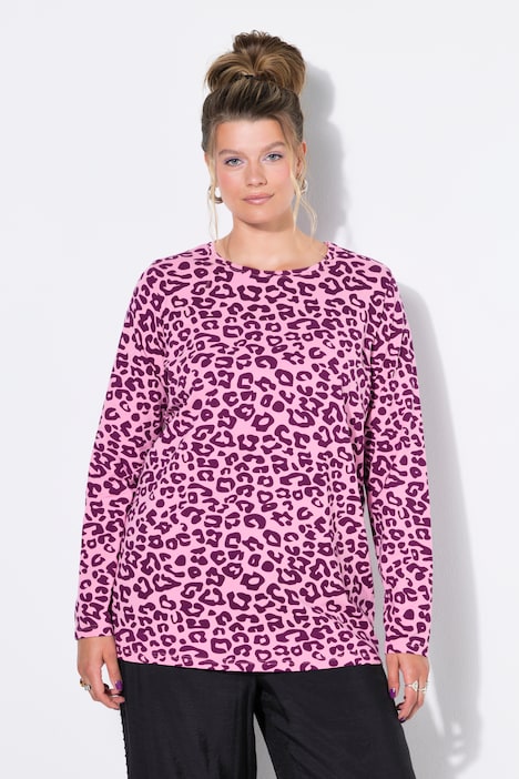 Longsleeve, Classic Shape, Leo-Print