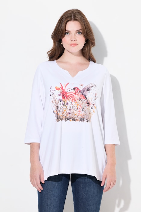 Springtime Graphic 3/4 Sleeve Split Neck Tee