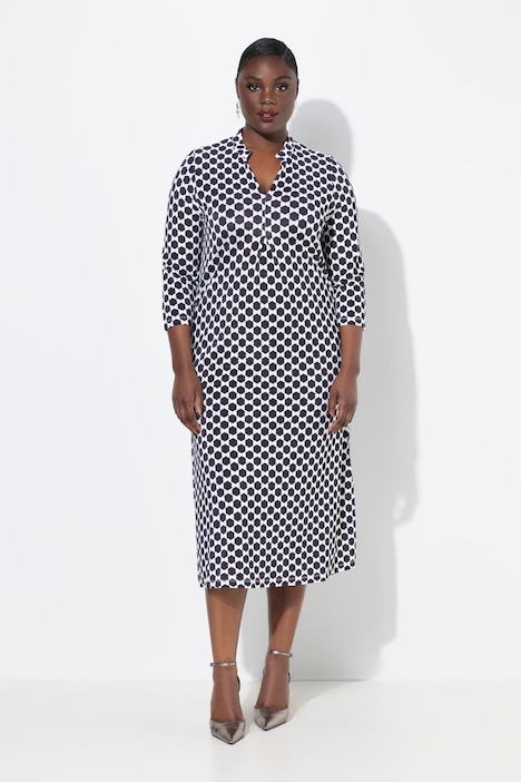 Polka Dot Slinky Pique 3/4 Sleeve Dress