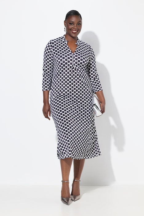 Polka Dot Slinky Pique 3/4 Sleeve Dress