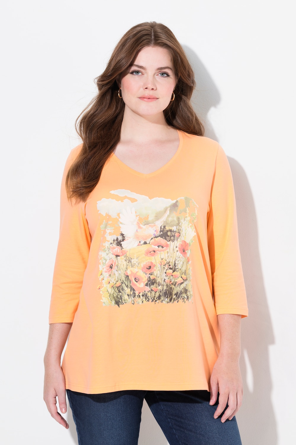 Große Größen Shirt, Damen, orange, Größe: 42/44, Baumwolle, Ulla Popken