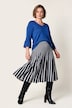 Jupe midi en maille, rayures, ceinture élastique et coupe évasée