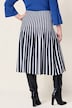 Jupe midi en maille, rayures, ceinture élastique et coupe évasée