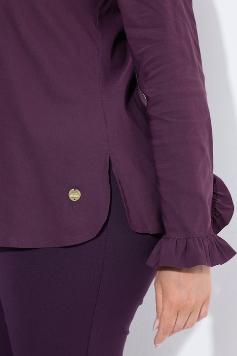 Bluse, Kelchkragen, Langarm, Rüschen-Manschetten