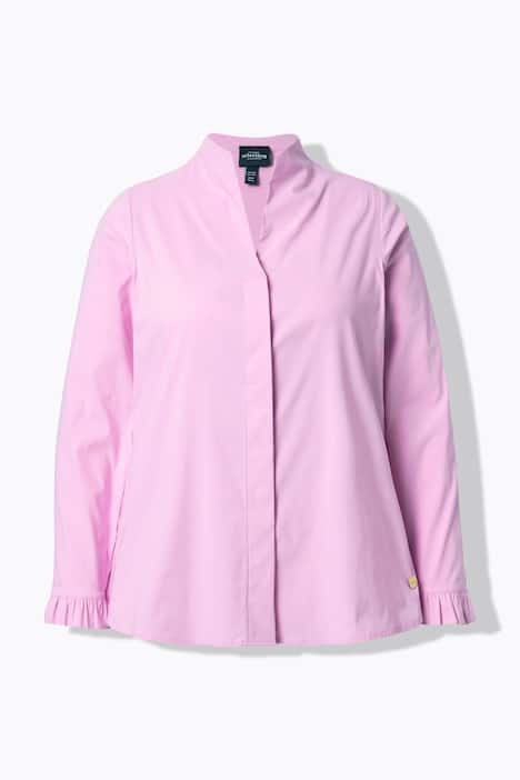 Blouse, gobletkraag, lange mouwen, manchetten met ruches