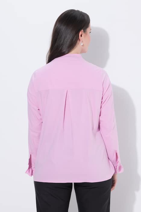 Blouse, gobletkraag, lange mouwen, manchetten met ruches