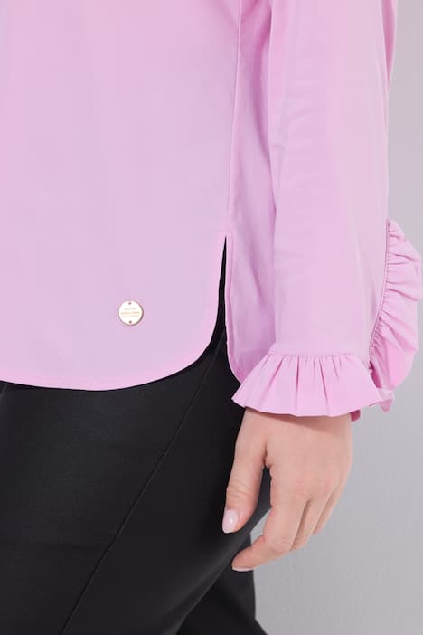 Blouse, gobletkraag, lange mouwen, manchetten met ruches