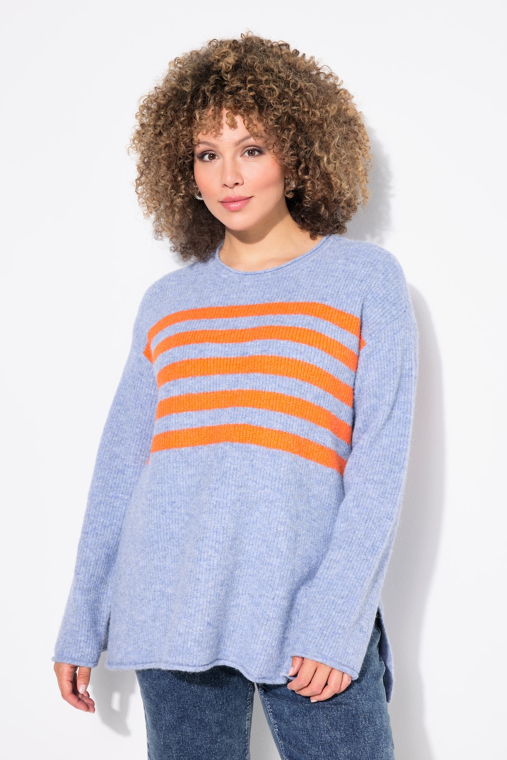 Große Größen Pullover, Damen, blau, Größe: 50/52, Synthetische Fasern/Polyester, Ulla Popken