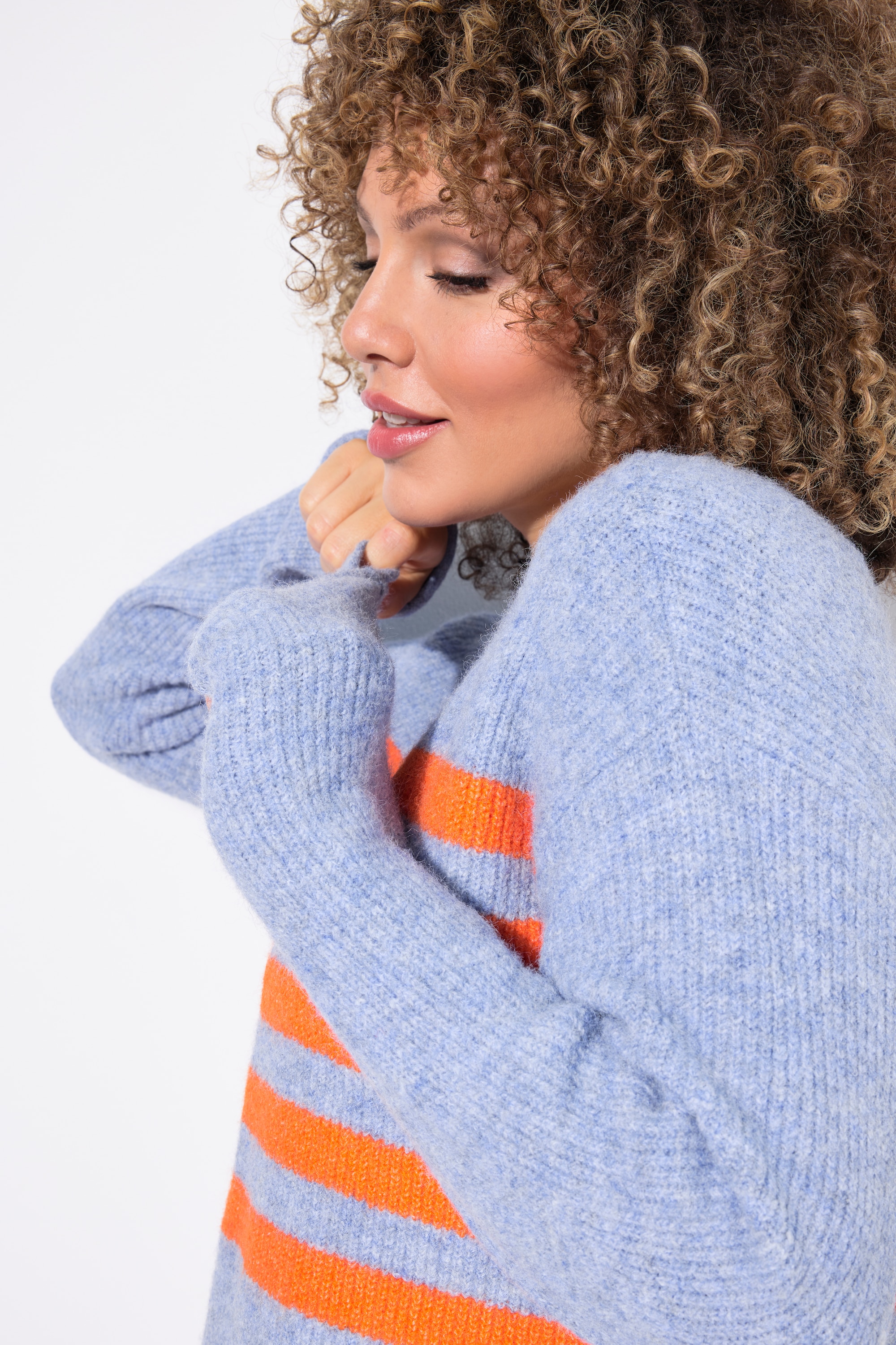 Ulla Popken Damen große Größen Pullover Ringel Rundhals Langarm